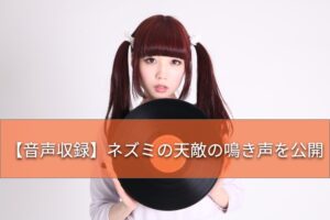 ネズミの天敵の鳴き声をレコードで流す女性