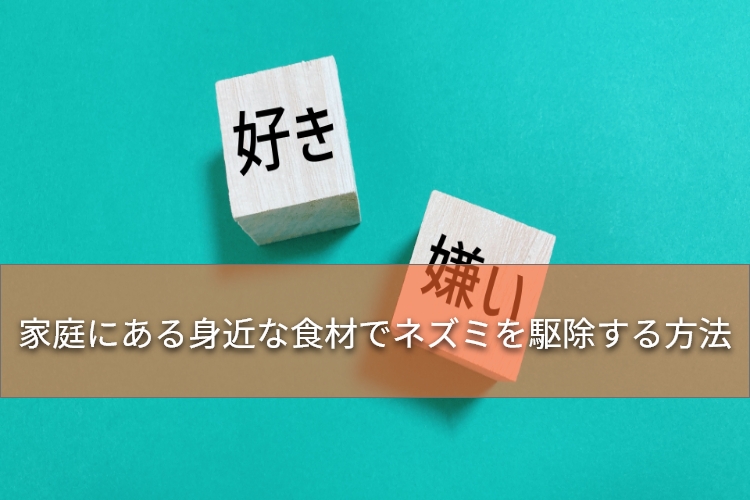 ネズミの好きな物と嫌いな物を示した木製ブロック